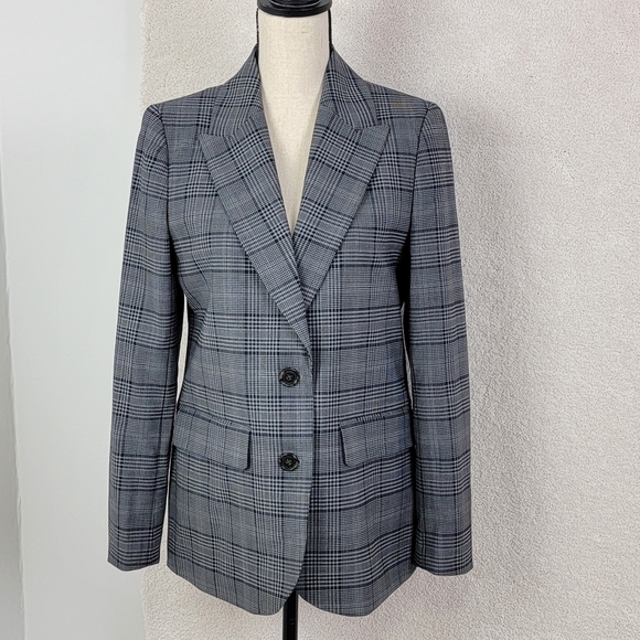 J. Crew Gray Plaid Sommerset Italian Wool Single Breasted Preppy Blazer Sz 6 - Picture 1 of 16